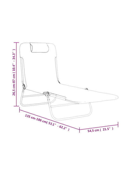 Liegestuhl Metallisch mit Textilene-Stoff Gray 2Stück 135x54.5x87cm.