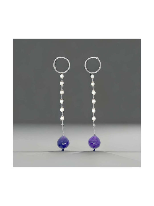 Xryseio Earrings Pendants made of Platinum with Stones & Pearls