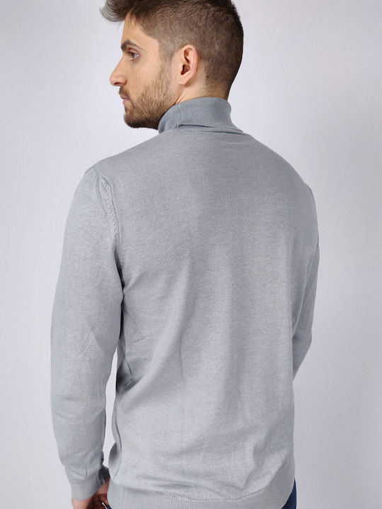 Endeson Fashion Herren Langarm-Pullover Rollkragen Light Grey