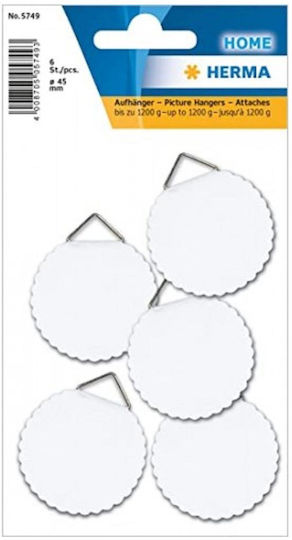 Herma Plastic Hanger Kitchen Hook with Sticker White 6pcs 5749
