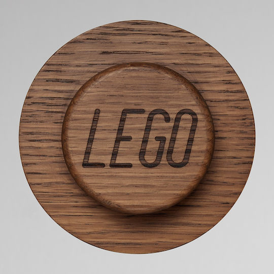 LEGO Детска закачалка за стена Многопозиционен Дърво Oak Dark Stained 3бр