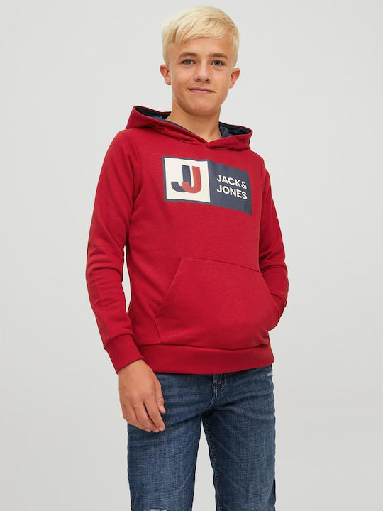 Jack & Jones Παιδικό Φούτερ με Κουκούλα και Τσέπες Κόκκινο