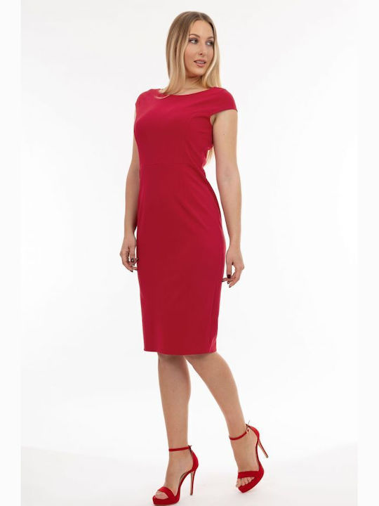 BelleFille Midi Kleid Kurzärmelig Rot