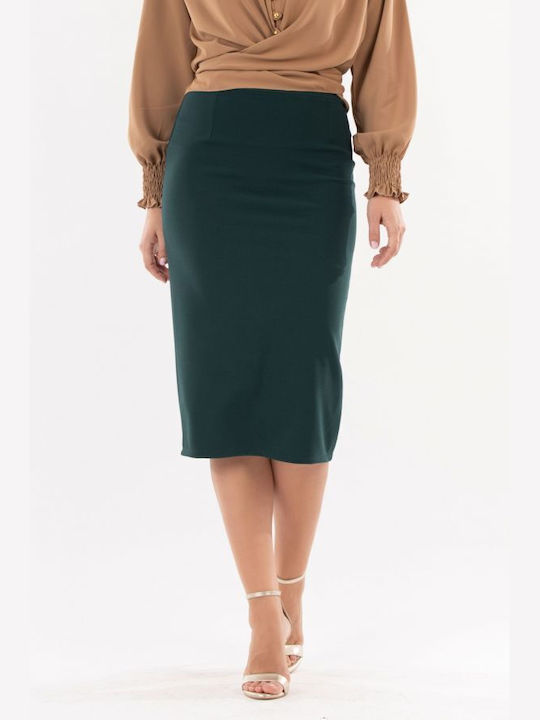 BelleFille Pencil Midi Skirt in Green color