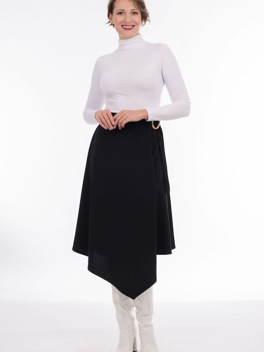 BelleFille Midi Envelope Skirt in Black color