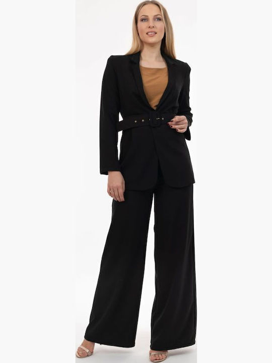 Damen Stoff Hose Schwarz
