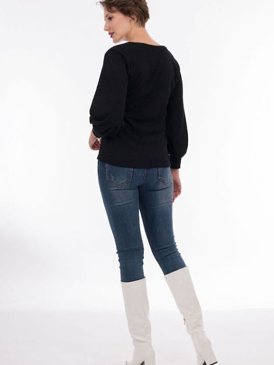 Damen Pullover mit 3/4-Ärmeln Schwarz