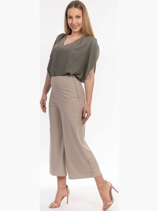 Women's Blouse with Bat Sleeves Khaki