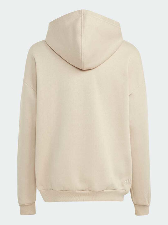 Fleece Παιδικό Φούτερ με Κουκούλα και Τσέπες Μπεζ