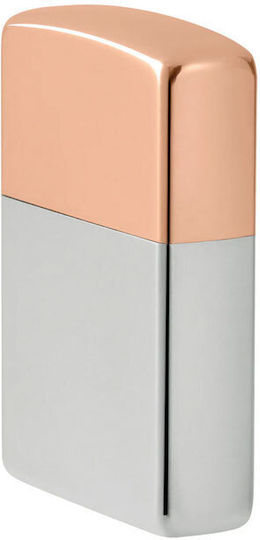 Zippo Bimetal Case Lighter Flame Sterling Silver Lid