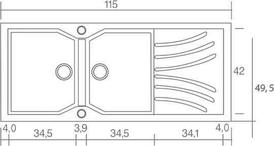 Sanitec Classic Drop-In 115x50cm Sanitec Classic Drop-In 115x50cm