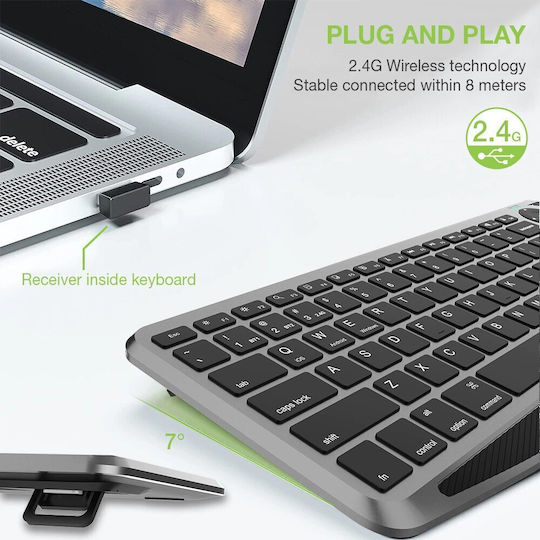 Techly ICTB9801TB Kabellos Tastatur mit Touchpad Englisch US