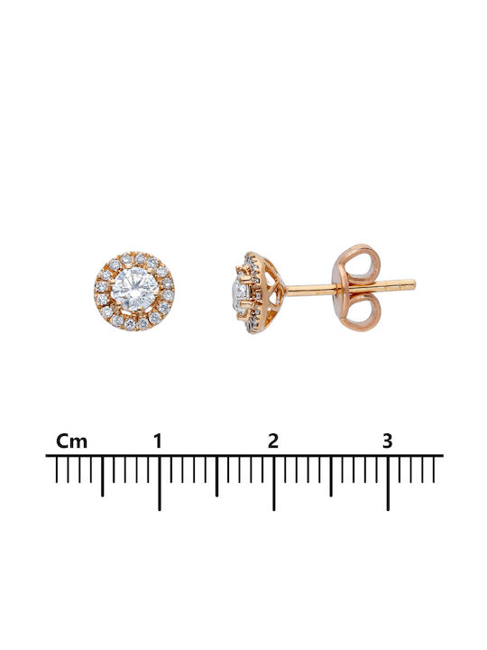 Mentzos Earrings Rosette made of Pink Gold with Diamond