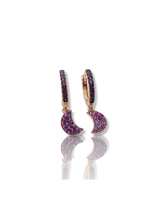 Mentzos Earrings Hoops made of Silver Gold Plated with Stones