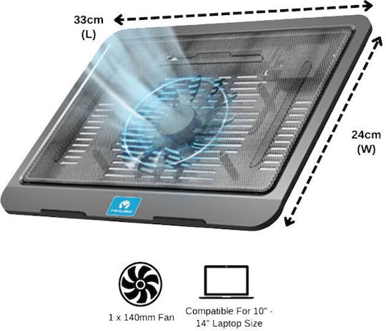 Mikuso Cordie 1 Cooling Pad για Laptop έως 14" με 1 Ανεμιστήρα