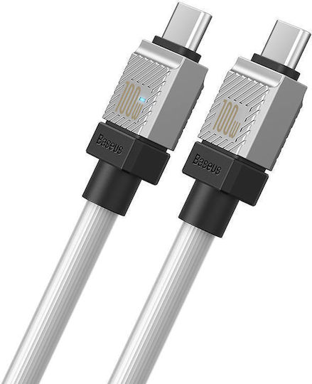 Baseus CoolPlay Cablu USB 2.0 USB-C Masculin - USB-C 100W PD Alb 2m CAKW000302