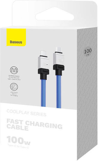 Baseus CoolPlay USB 2.0 Cable USB-C Male - USB-C 100W PD Blue 1m