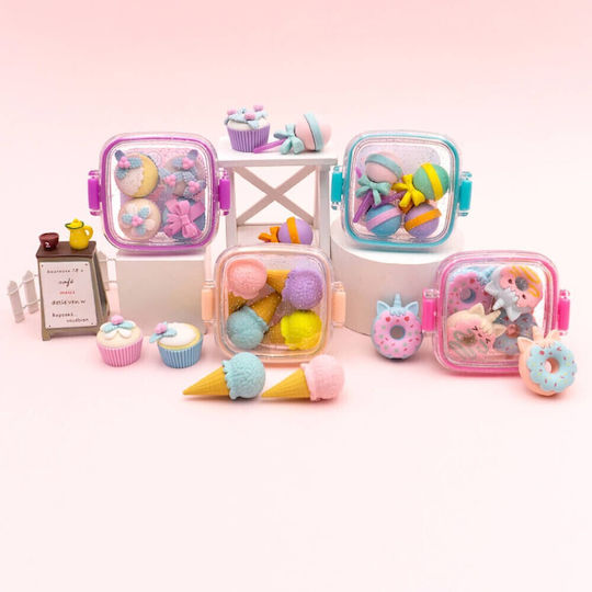 QiHao Eraser Set for Pencil and Pen Delicious Desserts (Μiscellaneous Designs/Colors) 4pcs