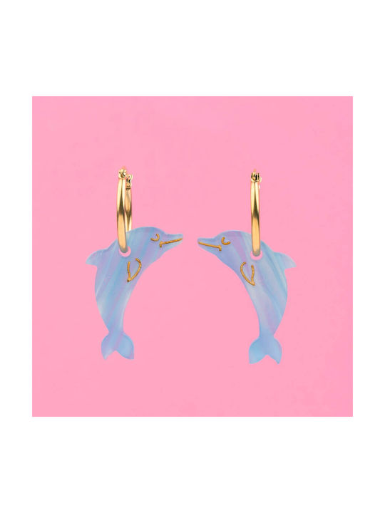 Coucou Suzette Dolphin gold plated steel (0,3 micron) & acetate earrings 3,5x1,5 cm.