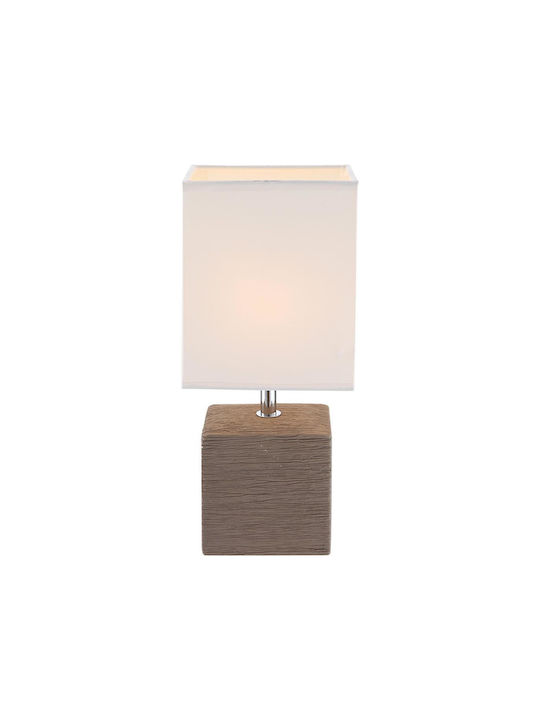 Globo Lighting Ceramic Table Lamp for Socket E14 with White Shade and Beige Base