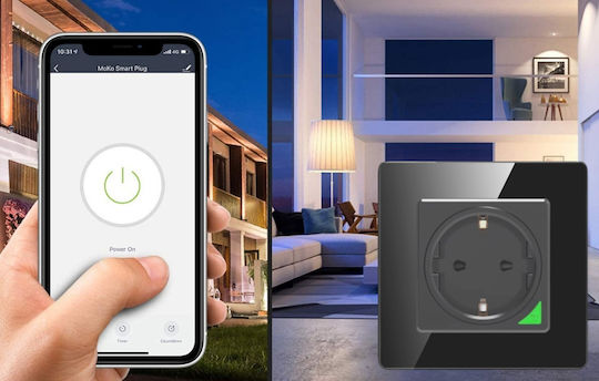 Smart Einzeln Gemauert Stromsteckdose WLAN Schwarz 1Stück