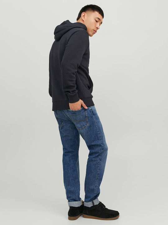 Jack & Jones Φούτερ Black/Grey letters με Κουκούλα