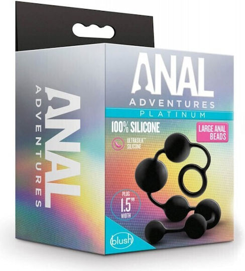 Blush Anal Adventures Platinum Silicone Anal Beads Πρωκτικές Μπίλιες Large Μαύρες 40.6cm