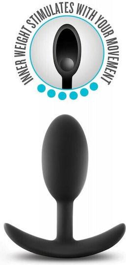 Blush Anal Adventures Platinum Silicone Vibra Slim Plug Πρωκτική Σφήνα Medium Medium Μαύρη 10.1cm
