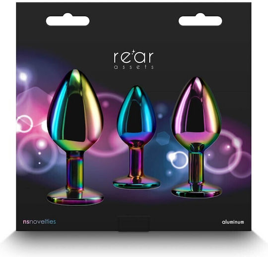 Ns Novelties Rear Assets Anal Trainer Kit Heart Πρωκτική Σφήνα Heart Rainbow 3τμχ