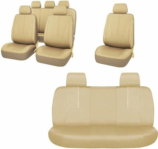 Set Huse Auto 9buc Piele sintetica Bej
