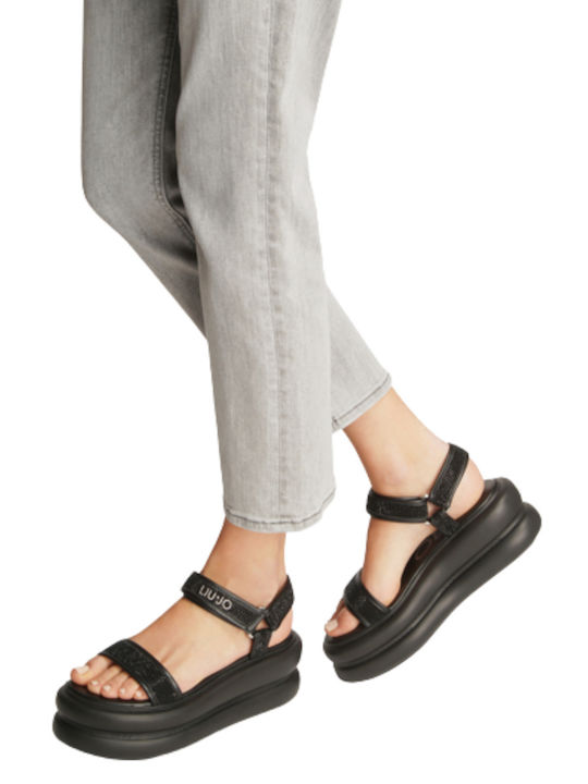 Women's Flat Sandals with Strap Flatforms in Black Color