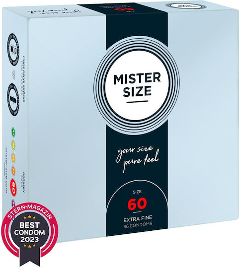 Mister Size Προφυλακτικά Extra Fine Size 60mm 36τμχ 60mm Λεπτά για Φυσική Αίσθηση Natural Vegan