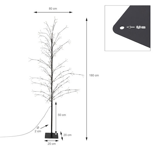Christmas Decorative Illuminated Metal Tree IP44 Electric Black
