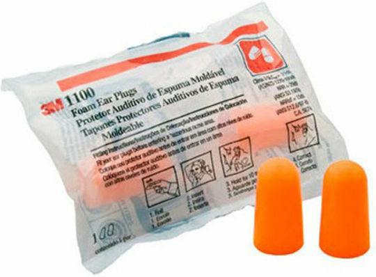 3M 1100 Earplugs in Orange Colour 2 Pieces