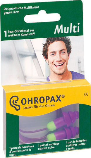 Ohropax Multi Ωτοασπίδες με Κορδόνι Ασφαλείας Πολύχρωμες 2τμχ