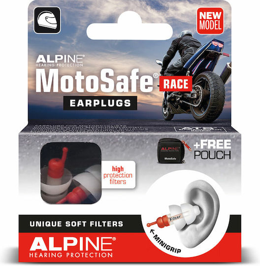 Alpine Motosafe Race Earplugs in Red Colour 111.23.111 2 Pieces