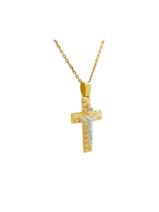 Xryseio Men's Gold Cross 14K with the Crucified