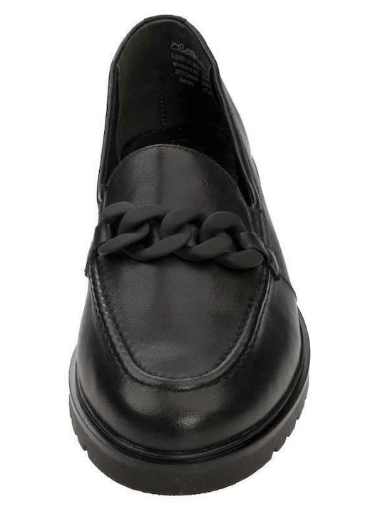 Damen Mokassins Aus Leder In Schwarz Farbe