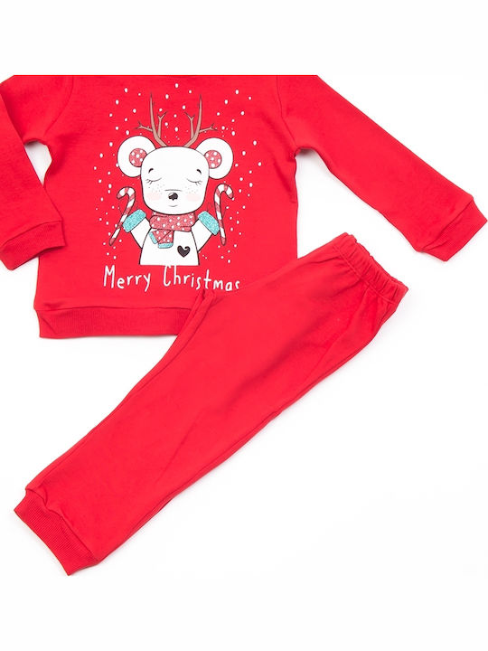 Trax Kinder Schlafanzug Winterlich Rot