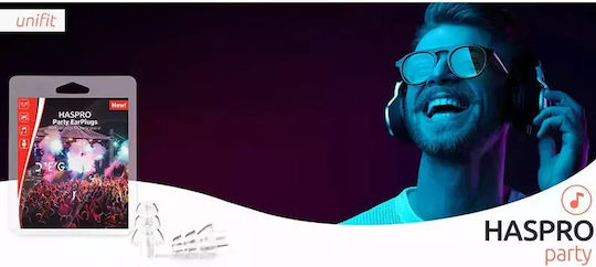 Haspro Party Ωτοασπίδες Σιλικόνης σε Διάφανο Χρώμα EPUH1910 2τμχ