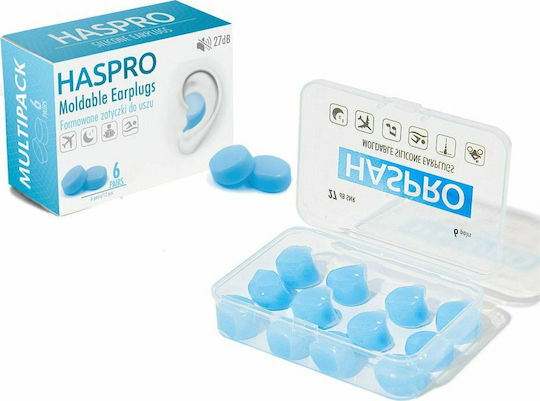 Haspro Moldable Silicone Earplugs for Swimming in Blue Color EPUM2003 12 Pieces