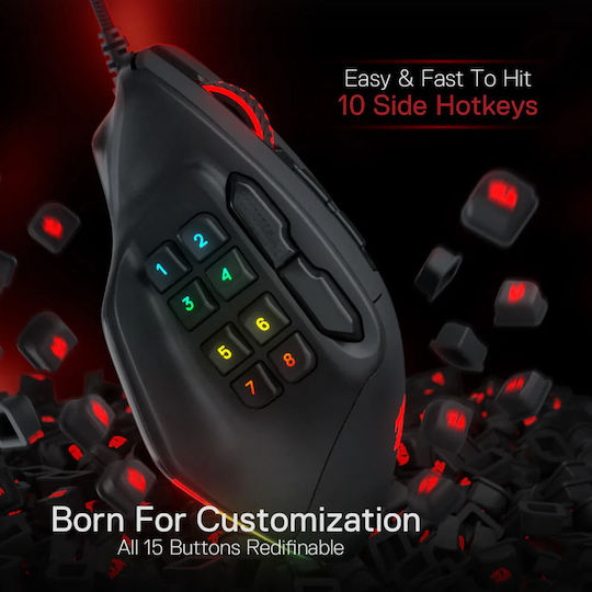 Redragon Aatrox M811 RGB Gaming Ποντίκι 12400 DPI Μαύρο