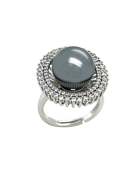 Xryseio Women's Silver Ring with Pearl & Zircon