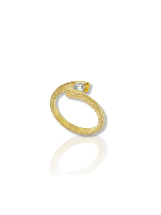 Mentzos Single Stone from Gold 18K with Diamond