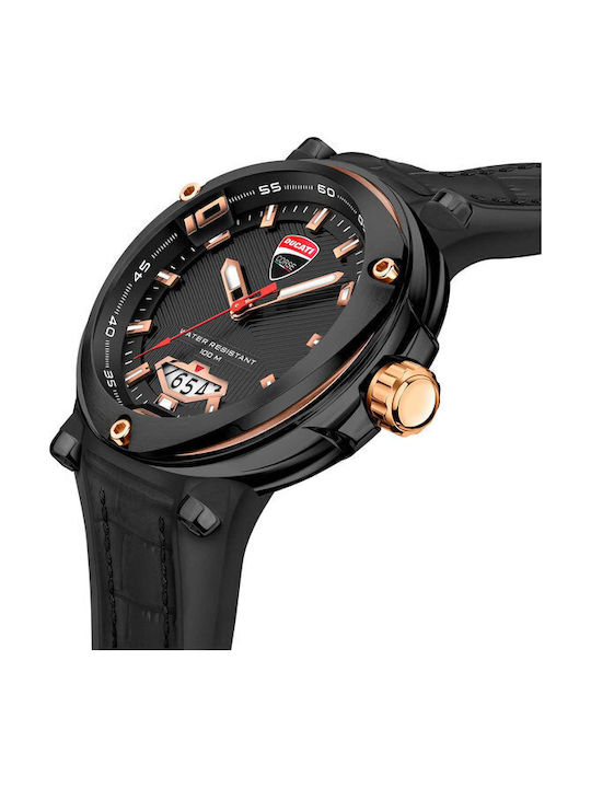 Ducati Watch Battery with Black Leather Strap