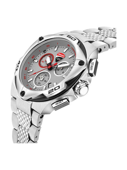 Ducati Uhr Chronograph Batterie mit Silber Metallarmband