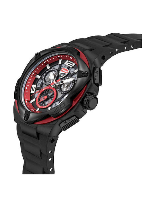 Ducati Uhr Chronograph Batterie mit Schwarz Kautschukarmband