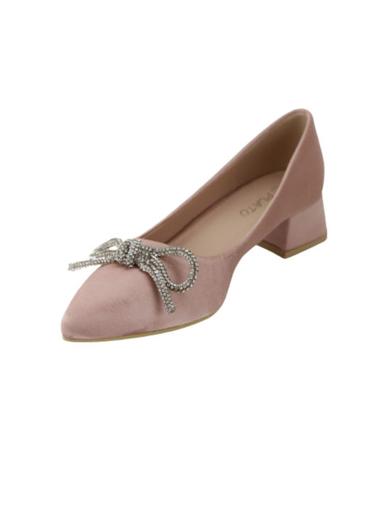 Plato Synthetic Leather Pointed Toe Beige Medium Heels