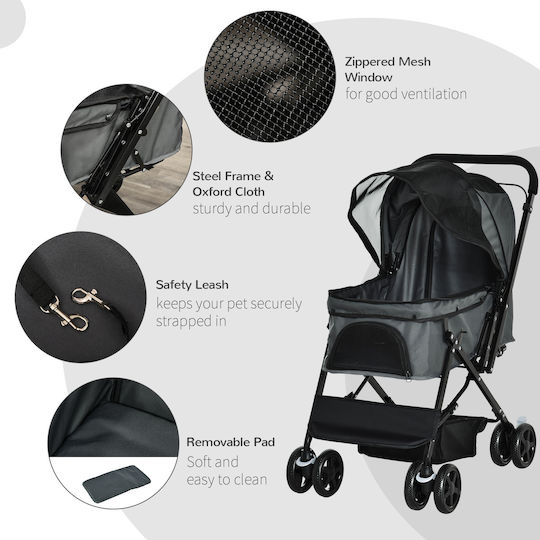 Pawhut Dog Carrying Gray Stroller L95xW76.5xH52cm
