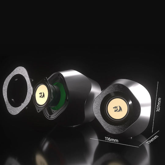 Redragon Kaidas GS590 Ασύρματα Ηχεία Υπολογιστή 2.0 με RGB Φωτισμό και Ισχύ 3W Μαύρα
